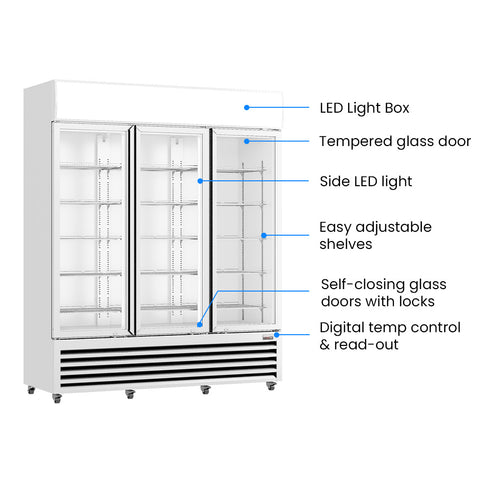 Thermaster Three Glass Door Colourbond Upright Drink Fridge - LG-1203P